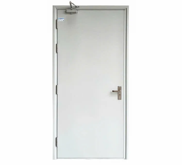 Cửa thép chống cháy EI60 một cánh màu xám, có tay co thủy lực, lắp đặt tại Đà Nẵng